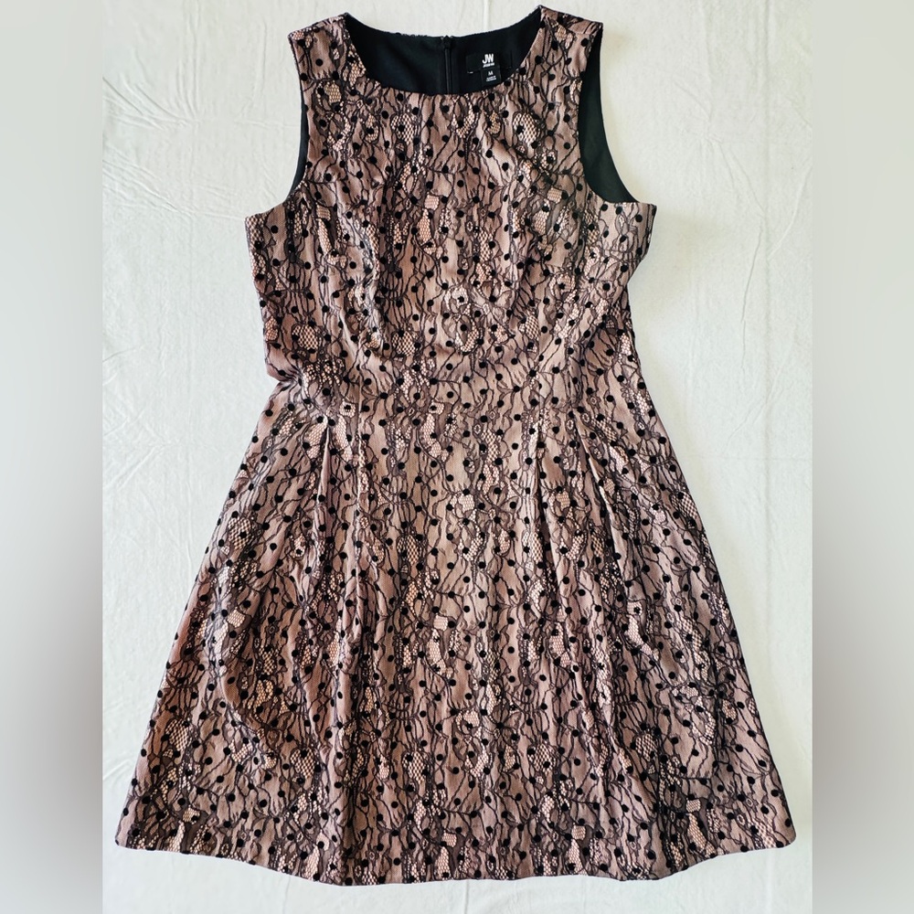 Jason Wu blush with black lace overlay sleeveless dress. Size Medium